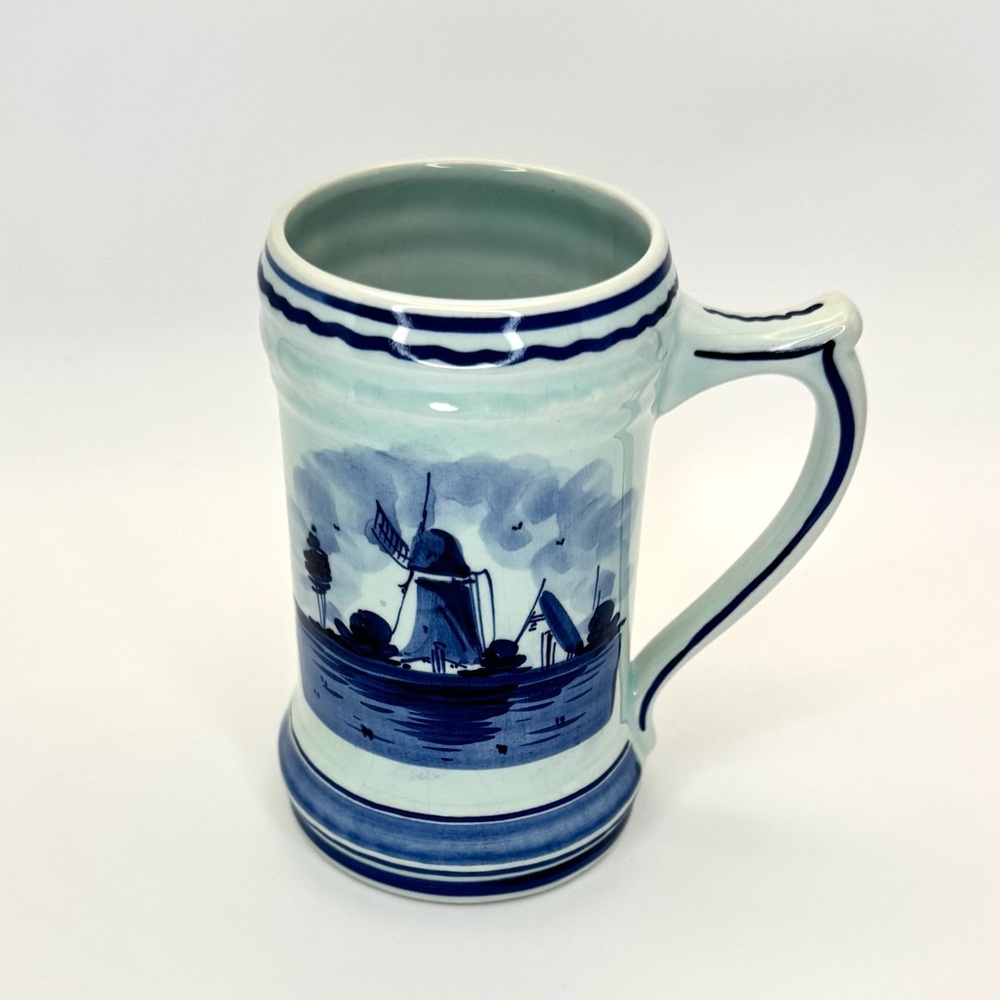 Delft Blue Ceramic Mug with Windmill Design